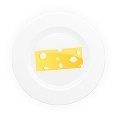White plate with a cheese piece