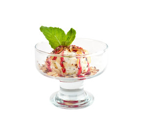 Ice cream  with almond flakes