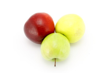Three apples red, yellow, green