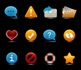 set of icons on black