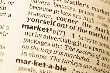 Fototapeta premium The word market in the old dictionary