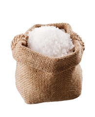 Sea salt in a  burlap sack