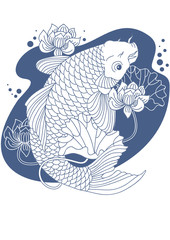 Naklejka premium Koi carp graphic silhouette