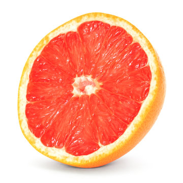 half grapefruit over white background