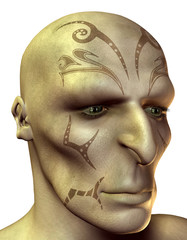 Kopf eines Ork mit Gesicht Tattoos