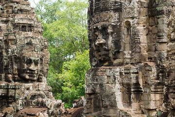 Naklejka premium Bayon Temple at Angkor thom, Siem Reap Cambodia