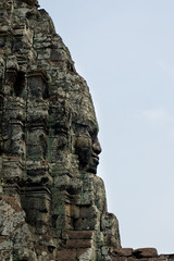 Stone Face on Bayon Temple at Angkor Thom, Cambodia