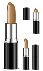 Obraz premium set of nude tone color lipsticks isolated on white background