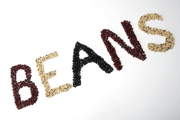 Assorted Dried Beans Spelled out