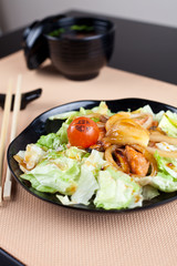 Salad with seafood in japanese style