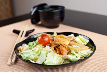 Salad with seafood in japanese style