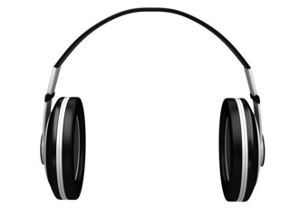 Fototapeta na wymiar Black headphones isolated on a white background