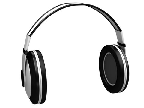 Black headphones isolated on a white background.