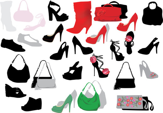 bags and shoes isoated on white
