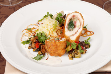 chicken fillet with vegetables and potatoes