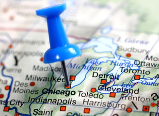Pushpin on the map - Chicago
