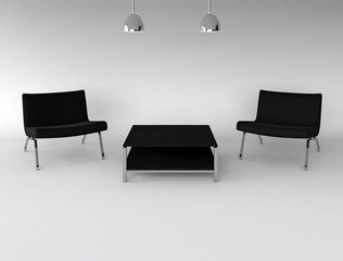 Interno con 2 sedie e tavolino