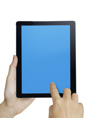 hand holding a touchpad pc