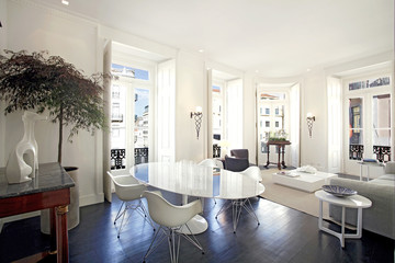 Contemporary living area with designer furniture