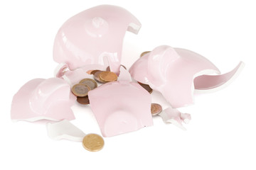 Broken piggy savings bank