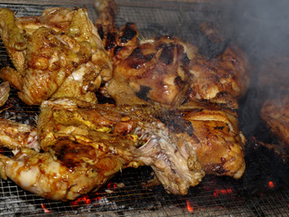 roast chicken on fire