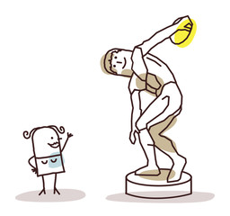 woman watching the discus thrower