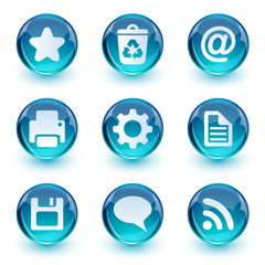 Glass web icons set