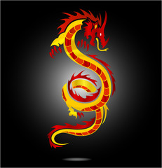 asia dragon sign red color isolated