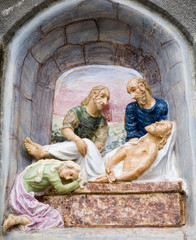 Jesus in the tomb -  Mariazell cross way - ceramic