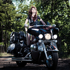 girl on a motorcycle. bodyart