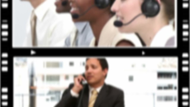 Montage of business people talking on the phone