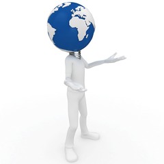 3d man with globe