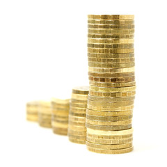 stacks of yellow coins