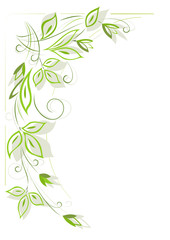 Fototapeta na wymiar White background with green floral pattern