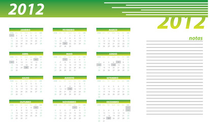 Calendário 2012 verde pt