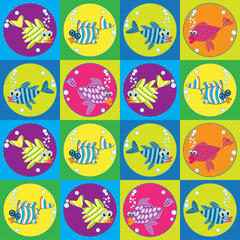Seamless with fish. Cartoon vector illustration.