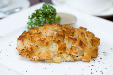 Gourmet meat in bread crumbs