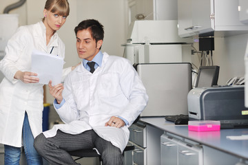 Fototapeta premium science people in bright lab