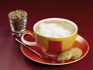 Cappucinno coffee with brown sugar.