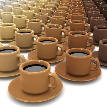 3d Lots Of Cups Of Coffee