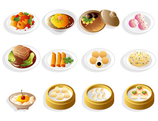 cartoon chinese food icon set