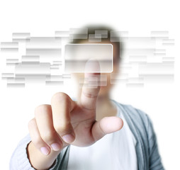 hand pushing on a touch screen interface