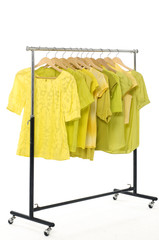 Hanging yellow t-shirts