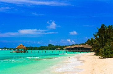 Water bungalows on a tropical island