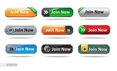 Web buttons collection. Join now. EPS10