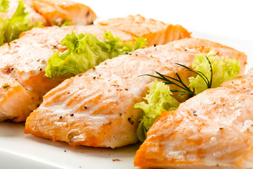 Roasted salmon and vegetables
