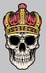 skull king crown color vector