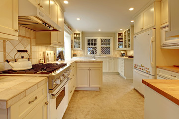 Yellow cream white luxury kitchen