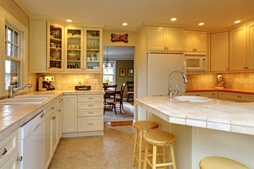 Yellow cream white luxury kitchen