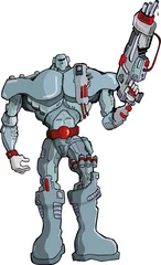 Photo sur Plexiglas Robots Big Cartoon Robot Soldier avec arme à feu